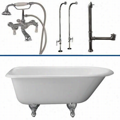 Barclay Tkctrn54  54"" Cast Iron Tub Kit Iwth Porcelain Lever Handless Tub Filler With Handshoewr