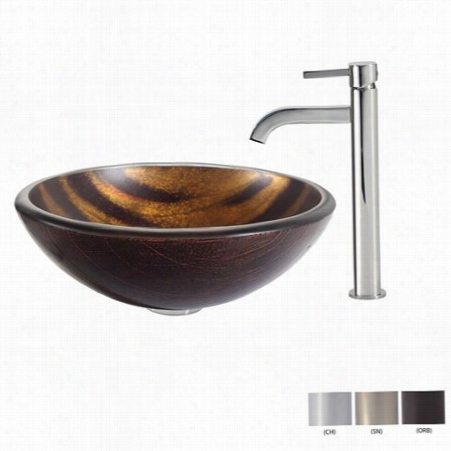 Kraus C-gv-695-19mm-1007 Bastet Glass Vessel Sink And Ramus Faucet