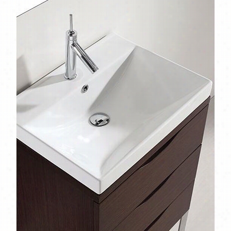 Madeli B200-24-002-wa-cbb-1813-wh Milano 24&quoot;" Bottom Vanity In Walnut With White Ceramic Undermoutn Rectangular Basin