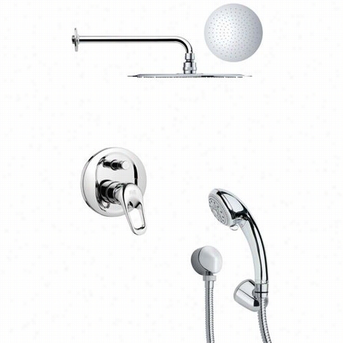 Remer By Nameek's Sfh6213 Orsino 15-5/9"" Sleek Round Shower Sys Te I N Chrome With 7& Quot;"h Diverter