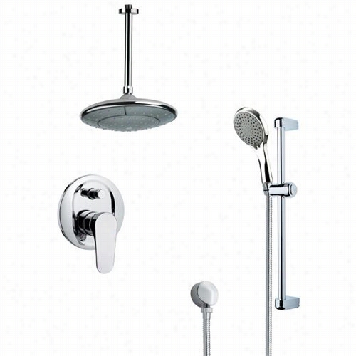 Remer Bby Nameek's Sfr7007 Rendino Sleke Round Rain Shower Faucet Ib Chrome With 24-2/5""hshower Slidebar