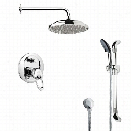 Remre By Nameek's Sfr7050 Rendino Round Rain Shower Faucet Set In Chrome With 4-4/7""w Diverter