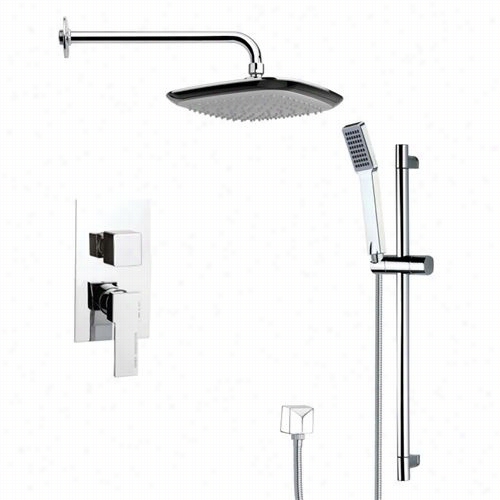 Remer By Nameek's Sfr7116 Rendino Ccontemporary Square Shower Faucet In Chrome With Spide Ra Il And 6-1/9""w Diverter