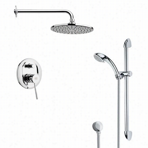 Remer By Nameek's Sfr7154 Rendino Round Sleek Rain Shower Faaucet In Chrome With 28-1/7""h Shower Slidebar