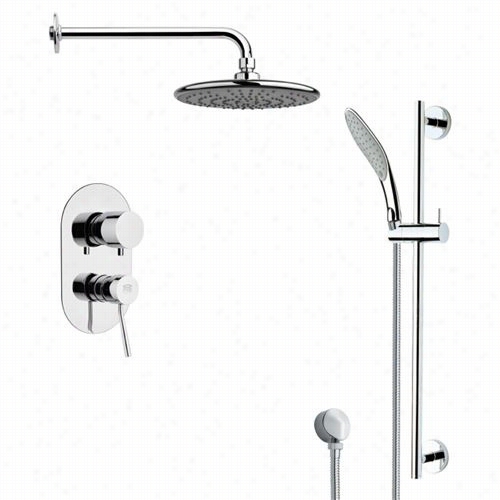 Remer By Nameek's Sfr7157  Rendino Round Sleek Rain Shower Faucet In Chrome With Handheld Sho Wer And 6-1/9""w  Diverter