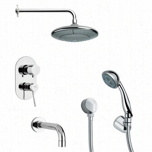 Remer By Nameek's Tsh4-31 Tyga Modern Tub Ad Shower Faucet Fix In Chrome With H And Shower And 2-1/3""w Handheld Shower
