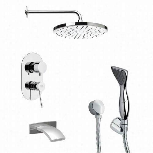 Remer By Nameek's Tsh4047 Tyga Modern Tub And Shower Faucet  Inc Hrome With Hand Shower And 9-5/6""w Shower Head