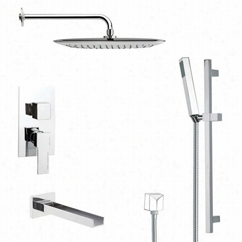 Remer By Nameek's Tsr9055 Galiano Square Shower System In Chome Iwth 27-5/9""h Shower Slidebar