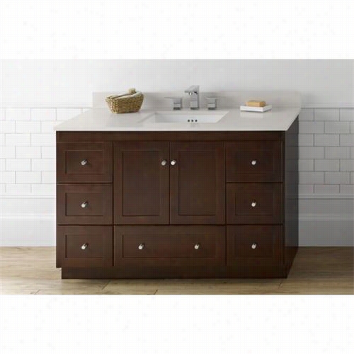Ronbow 081948-3 Shaker 48&qukt;" Vanity Cabinet With 22 Wood Dors, Six Side Drawers And Bottom Drawer