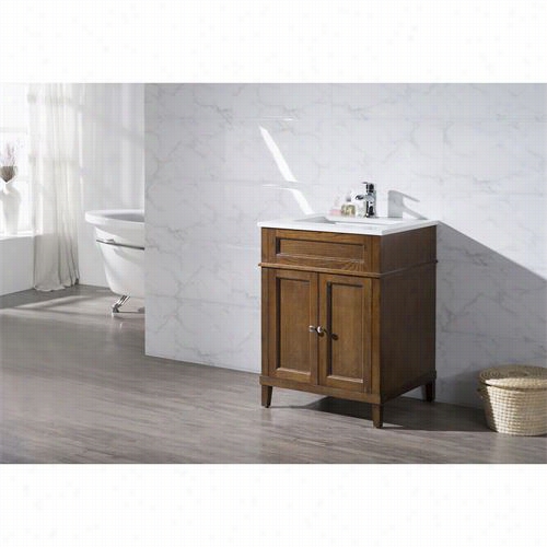 Stufurhome Ty-7615-25-qz Hamilton 25"" Single Sink Bathroom Anity In Medium Wood - Vanity Top Included