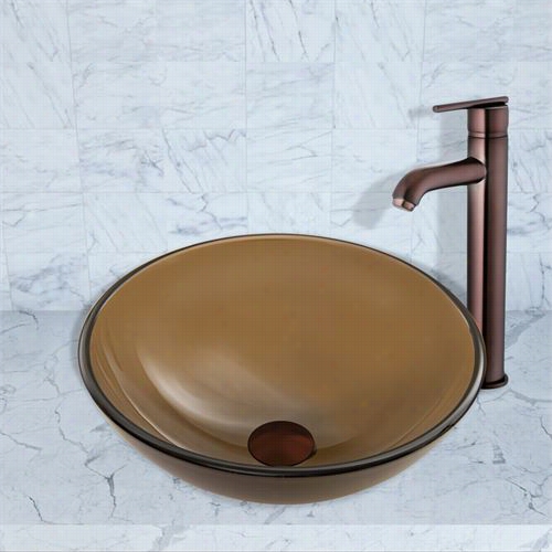 Vigo Vgt866 Sheer Sepia Frost Glass Vesse Snik And Seville Faucet Set In Oil Rubbed Bronze