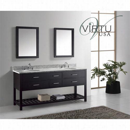 Curiosities Usa Md-2272-wmro Carolien Estate 72"" Double Round Sink Bathroom Vanity Set With Italian Carrara White Marble Countertop - Vanitty Top Included