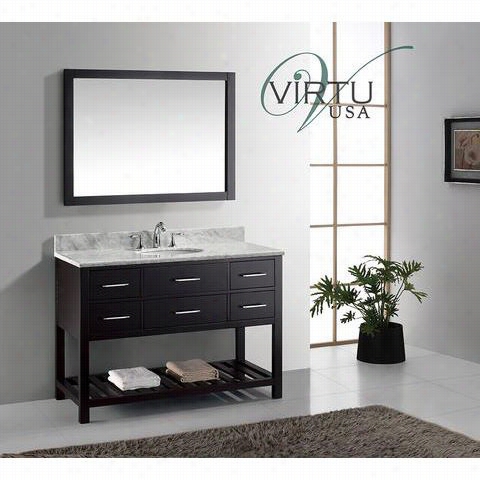 Virtu Usa Ms-2248-wmro Caroine Estate 48&"" Single Roudn Sink Bathroom Vanity Set With Italian Carrara White Marble Countertop - Vanity Top Included