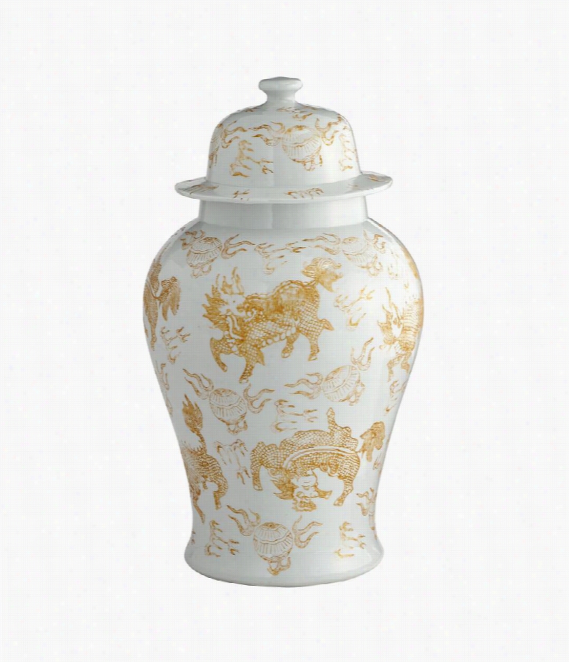 18"&quof; Turin Porcelain Ginger Jar - Gold