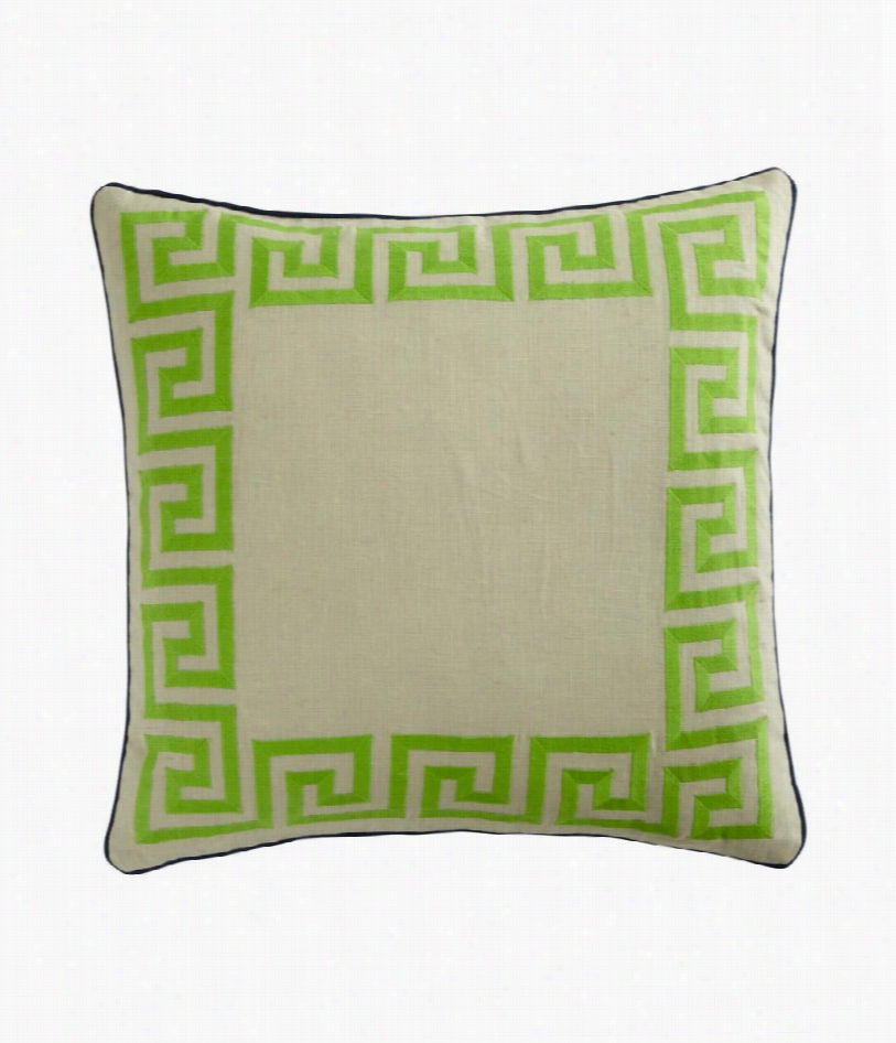 Athens Embroidered Pillow - Lime - 18"" S Quare