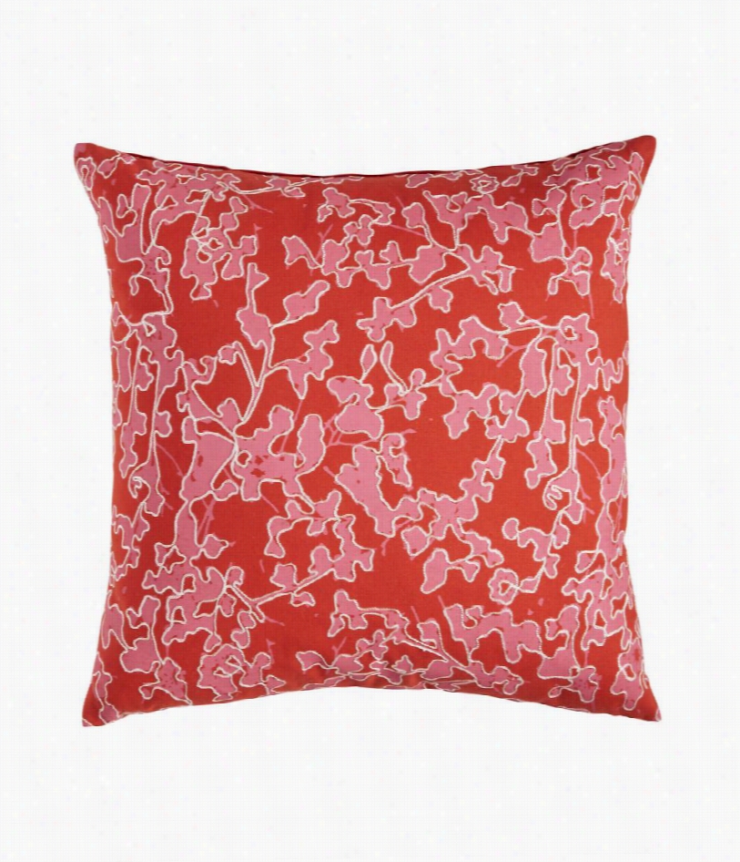 Coral Reef Pillow - Coral - 18"" Square