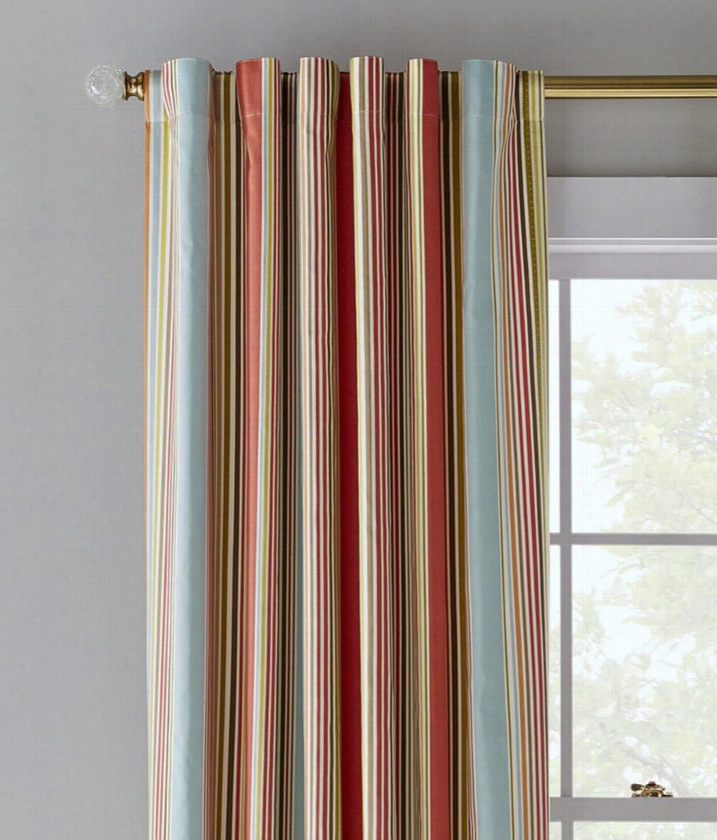 Garham Deck Stripe Bcak Tab Curtains Pair - Beach Glass - 63"" L