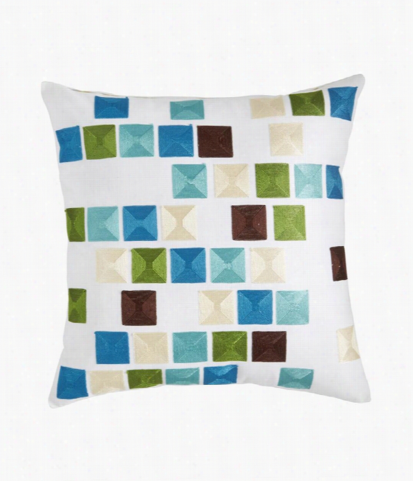 Penn Station Pillow - Blue - 18"" Square