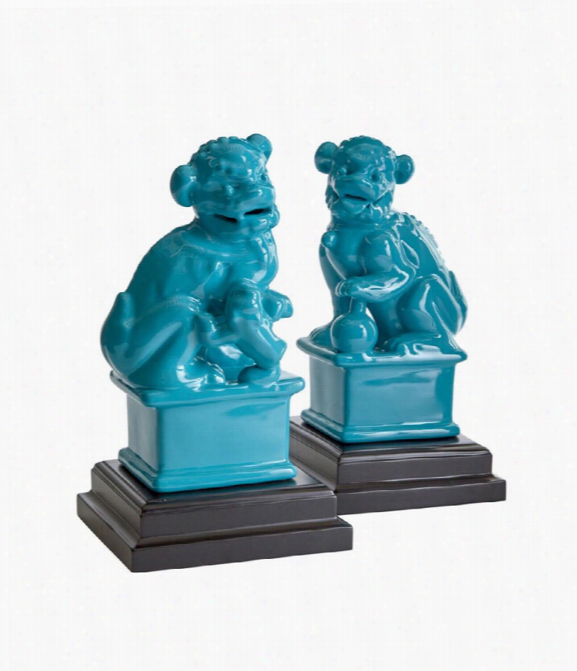 Sapporo P0rceain Foo Dogs - Turquoise