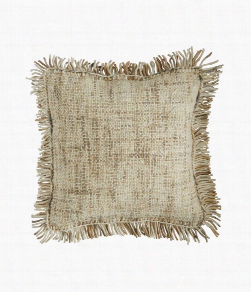 Taos Fringed Pillow - Beige - 22"" Square