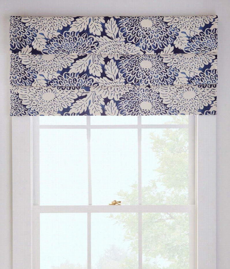 Victoria Garden Lined Faux Roman Shade - Blue - 27&qout;" W