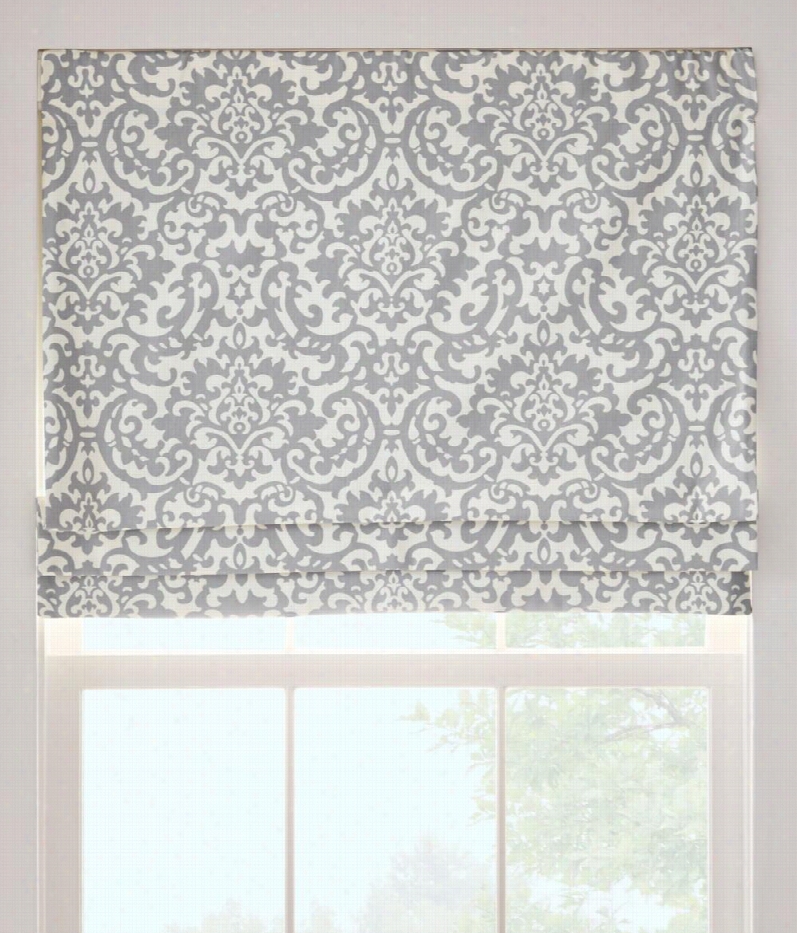 Zoe Stencil Lined Faux Roman Obscure - Grey - 27"" W