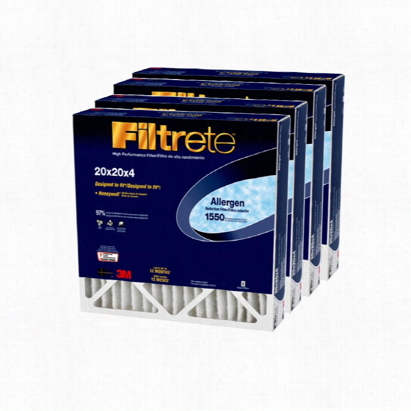 1550 3m Filtreete Allergen Reduction Air Cleaner Filter - 20x20x4 (4-pack)