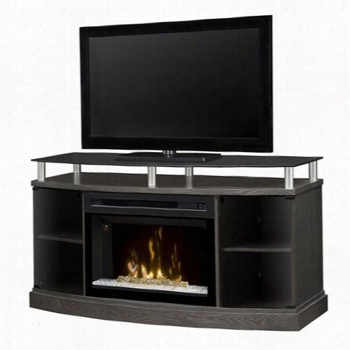 Dimplex Gds25cg-1015sc Windham Electri Fireplace Media Conaole In Silver Charvoal With Curved Gglass Front