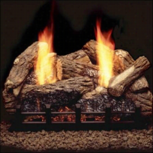 Majesstic Ho30-r-24nb 77 Piece Highland Oak Refractory Log Set With Naatural Blaze Vent Free 30"" Burner