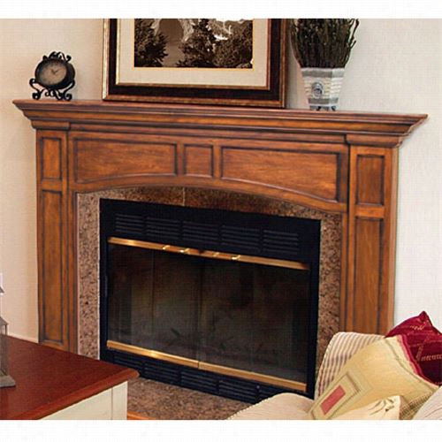 Pearl Mantels 160-56-50 The Vance 56"" Flush Mount Mantel Surround In Medium Oak Distressef Ffinish