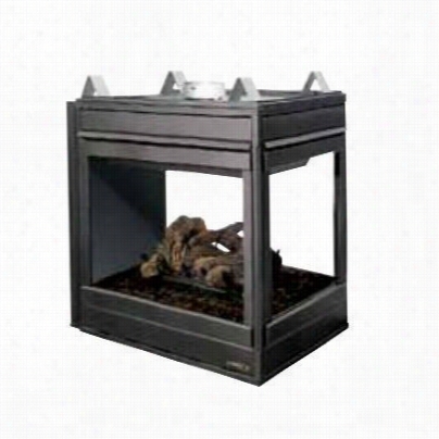 Superior Fireplaces Ebvpfne-b 40"" Elite Peninsula See-throhgh B-vent Gas Fireplace With Black Interior And Electronic Control