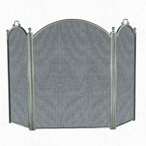 Uniflame S-7539 34""h 3 Panel Large Diameter Foldij Screen In Satin Pewter