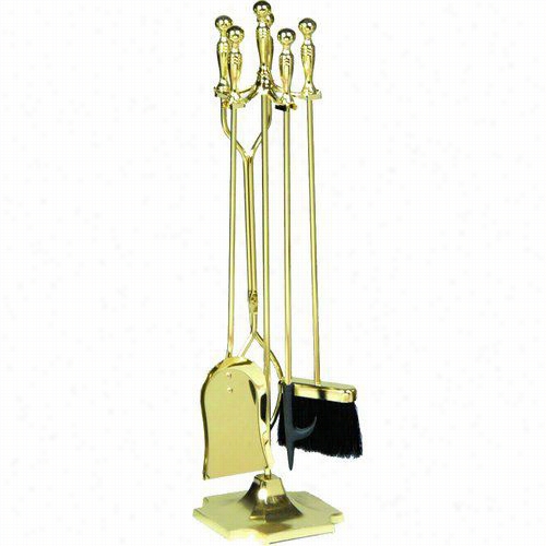 Uniflame T51030pb 31""h 5 Pieces Fireset In Polished Brass