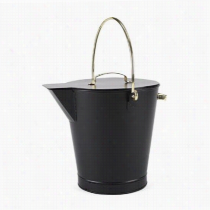 Achla Designs Ash-02 Ash Bucket  In Black Owder Coated With Solid Brass Handles