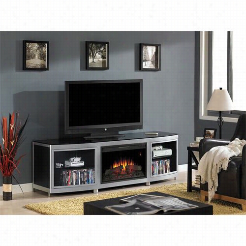 Classic Flame 26mm9313-d974 Gothma Electric Fireplacemedia Console In Black And Silver Steel