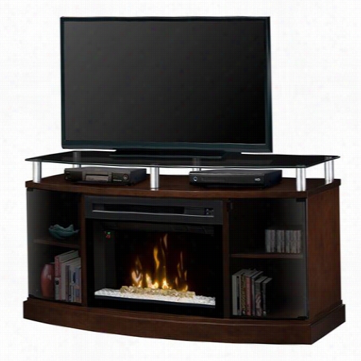 Dimplex Dfp35cg-ma1015 Windha Electric Fireplace Media Console In Mocha With Curved Glass Front