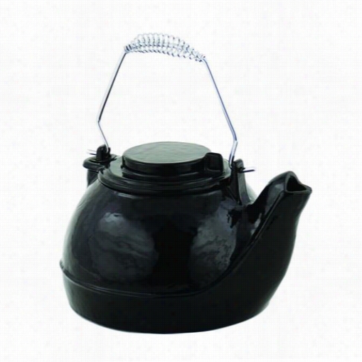 Minuteman T-18 Large Cast Iron Kettle In Paintsd Black