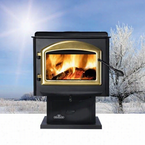 Napoleon 1400k-1 Huntsville Medium Wood Stove Porcelain Enamel In Black