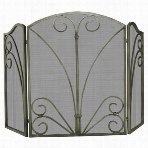 Uniflame S-1652 35""h 3 Fold Screen In Venetian Bronze With Decorative Scrollwork