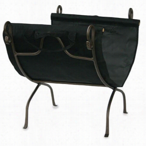 Uniflame W-1617 18&q Uot;"h Wrought Iron Log Rac In Bronze With Canvas Carrier