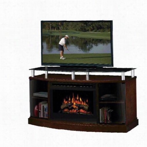 Dimplex Dfp25-ma1015 Winham Media Coonsole Electric Fireplace In Mocha By The Side Of Log Set