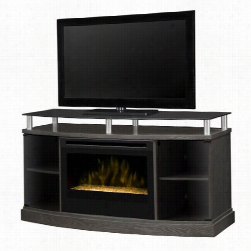 Dimplex Gds25g-1015sc Windham Electric Fireplace Media Console In Silver Charcoal With Glass Ember Ed