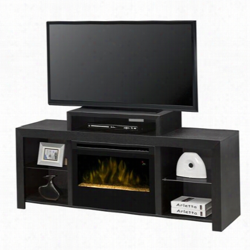 Dimpex Gds25g-1441kn Beasley Electric Fireplace Media Console In Borwn With Glass Ember Bed