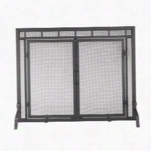 Minuteman X800285 39"" Single Panel Fireplace Screen In Black With Door