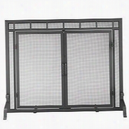 Minuteman X80086 44"" Single Panel Fireplace Screen In Blac Attending Door