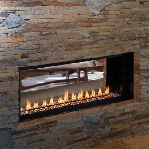 Superior Firepl Aces Vrl4543ze 43"" Ljnear Vent-free Fireplace With Electronic Ignition, Li Ght Ajd Glass Pebbles