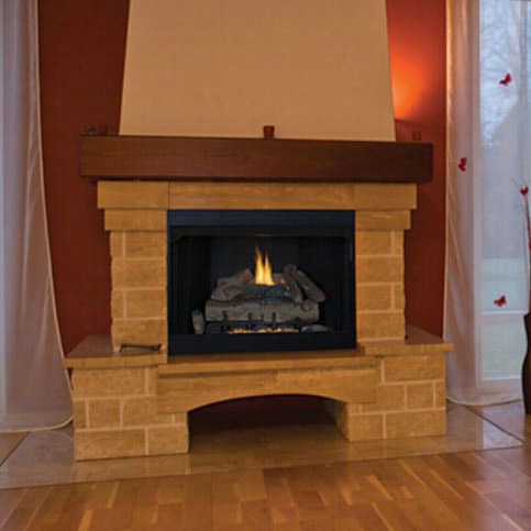 Superior Fireplaces Vrt2042ws  42"" Vent Free Firebox With Flush Face And  White Stacked Brick