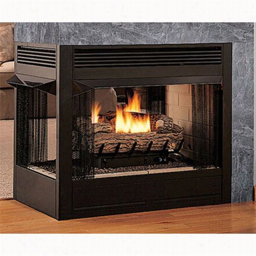 Su Oerior Fireplaces Vrt43pfws  36"" Penins Ula Flush Faced Firebox With White Stacked Liner