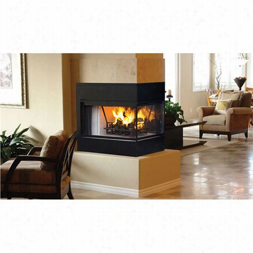 Superioor Firepaces Wrt40pfws 36"&quit; Radiant Pehinsula Wood-burning Ifreplace  Wit White Stacked Liner