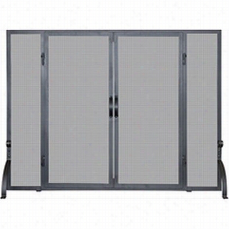 Uniflame S-1046 Signle Panel Wrought Iron Large Screen In Black With Doors